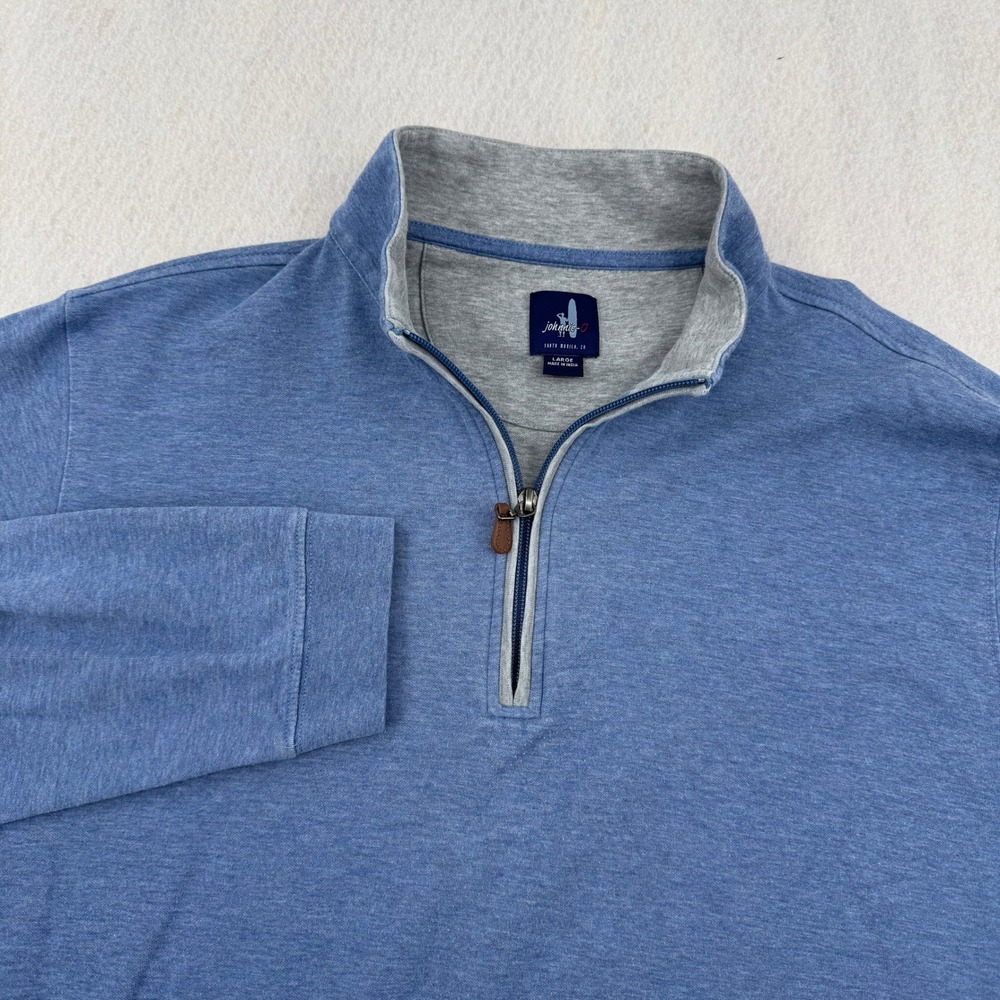 Johnnie-O Mens Large Blue Heathered Quarter Zip Pullover Sweater Mock Neck Golf
